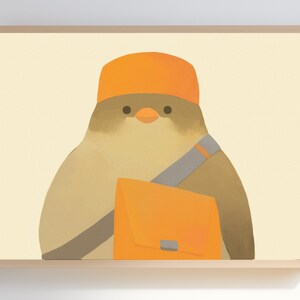 adorable dibujo de pájaro postal, Imprimible, Descarga digital, Decoración de pared, Decoración de guardería, Decoración del hogar, Imprimible