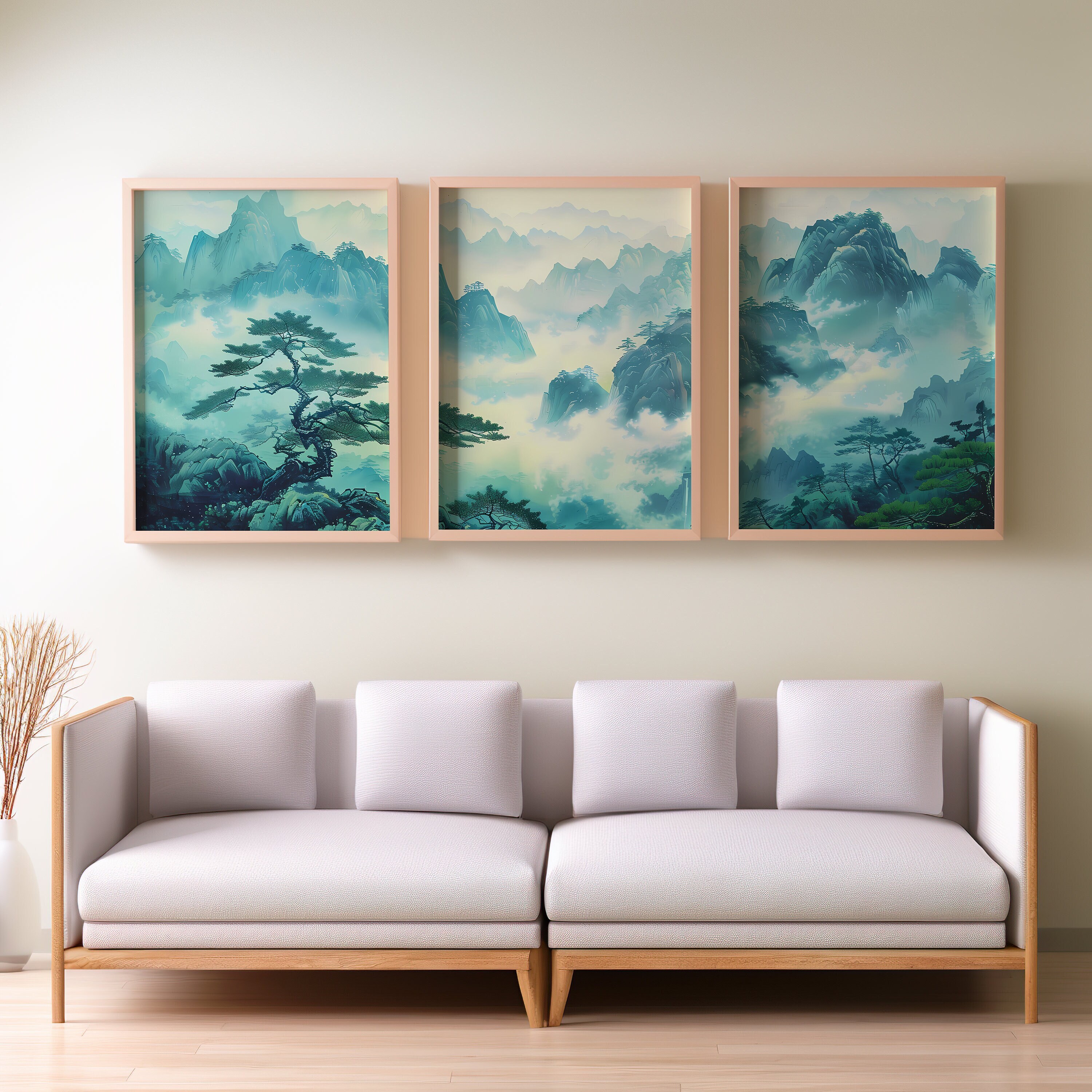 Mountain 3 Piece Wall Art | Watercolor Mountain Landscape | Abstract ...