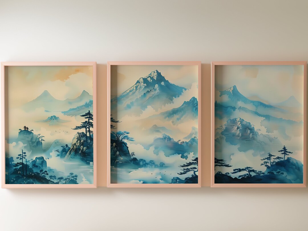 Mountain 3 Piece Wall Art | Watercolor Mountain Landscape | Abstract ...