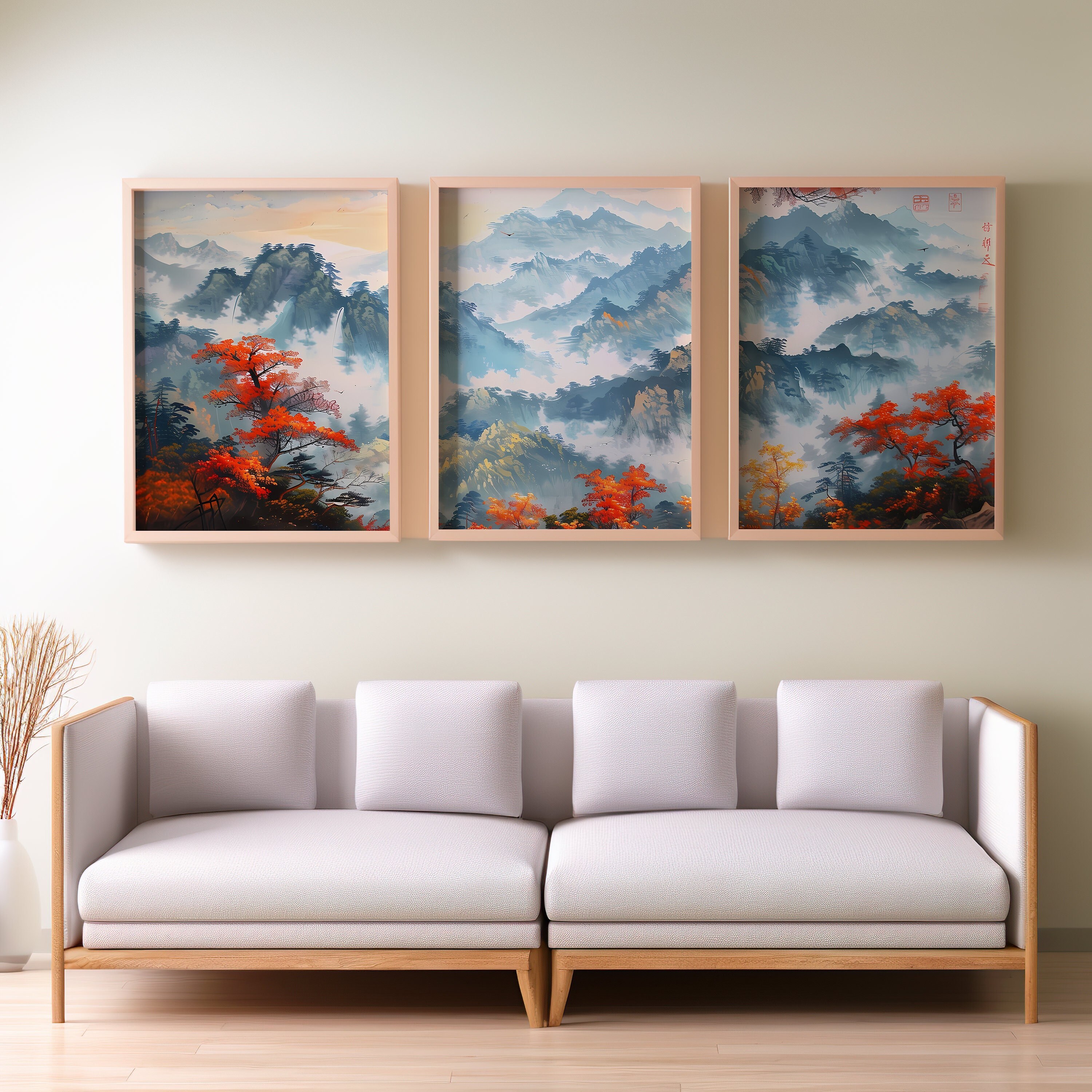 Mountain 3 Piece Wall Art | Watercolor Mountain Landscape | Abstract ...