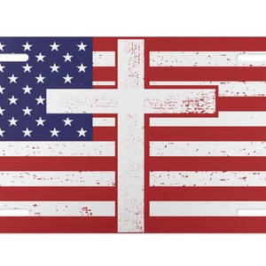 USA Flag Vanity Plate, Flag License Plate, Cross Vanity Plate, Christian License Plate, Faith License Plate, USA Vanity Plate, Faith Gift