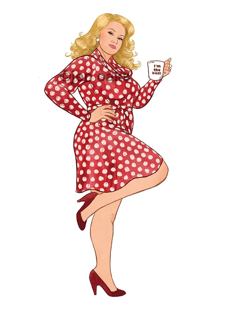 Curvy Pinup 8x10 art print / Boss Lady blonde curvy bbw | Etsy