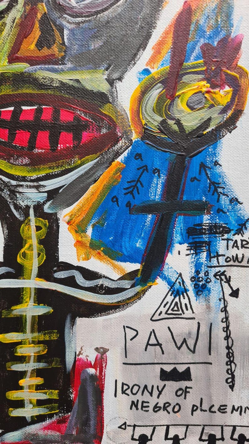 oleo sobre tela al carton al estilo del artista jean michel basquiat image 3