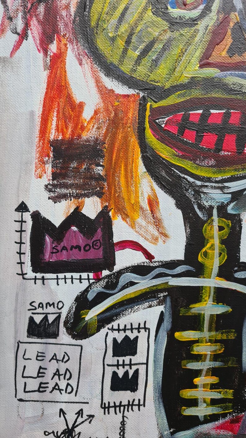 oleo sobre tela al carton al estilo del artista jean michel basquiat image 2