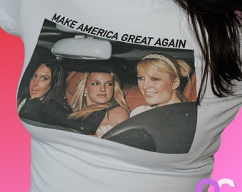 Make America Great Again Baby Tee - Y2K Baby Tee, America Crop Tops, Vintage Y2K, Streetwear, Y2K Clothing, Women's Tshirt, Women's Clothing