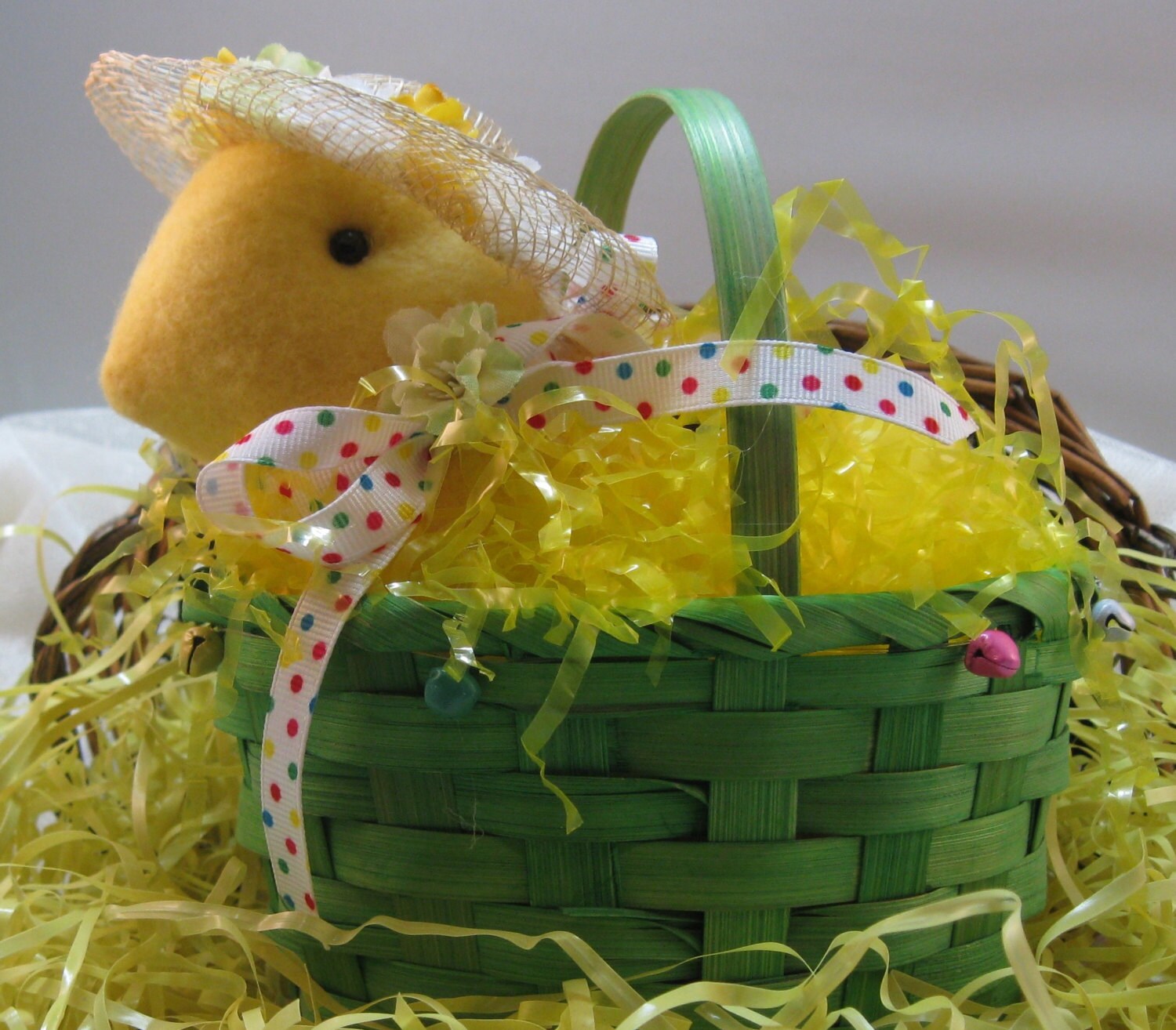 EASTER DECORATION Chicken in a Basket Baby Chick Stuffed Etsy