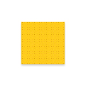 May include: A square, yellow background with a repeating pattern of small, brown plus signs. The plus signs are evenly spaced across the surface, creating a grid-like design. The overall effect is a simple, yet visually interesting pattern.