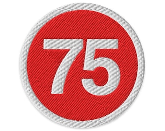 75 Iron-On Embroidered Patch | Marfa Red