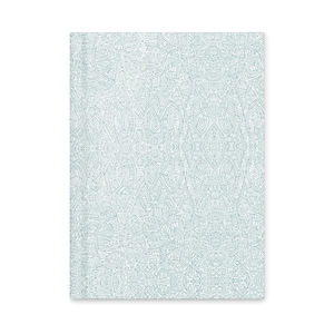 May include: A rectangular notebook with a white background and a repeating pattern of teal-colored, interconnected lines. The lines create a complex, abstract design across the entire cover. The notebook is closed and appears to be new.