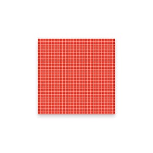 Könnte beinhalten: Ein quadratisches, rotes Rastermuster mit weißen Linien. Das Raster ist gleichmäßig angeordnet und erzeugt eine Reihe kleiner Quadrate. Das Bild ist eine Draufsicht, wobei das Raster zentriert ist und einen weißen Hintergrund hat.