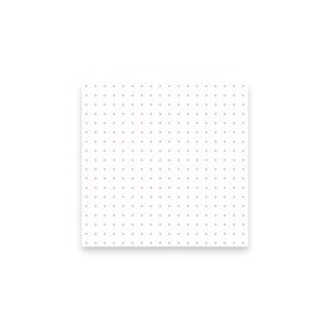 Puede incluir: Un bloc de notas cuadrado y blanco con una cuadrícula de pequeños signos más de color gris claro espaciados uniformemente en la superficie. El bloc de notas está centrado sobre un fondo blanco, con una ligera sombra.