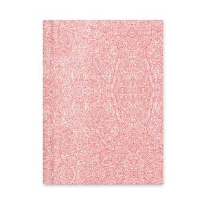May include: A rectangular piece with a repeating pattern of red lines on a white background. The lines create a complex, abstract design with geometric shapes and curves, resembling a detailed map or network.