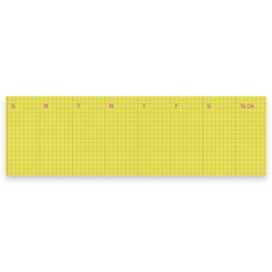 Bloc de notas planificador semanal de 25 x 7,5 cm (10" x 3") con Post-it® / Cuadrícula adhesiva minimalista / Inicio en domingo / Amarillo neón + Rosa neón