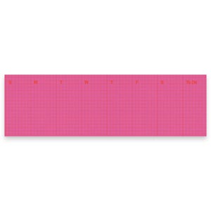 Bloc de planificación semanal de 25 x 7,5 cm (10" x 3") Post-it® / Cuadrícula adhesiva minimalista / Inicio en domingo / Rosa neón + Rojo neón