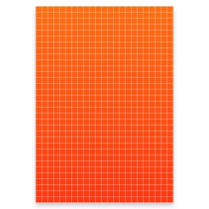 May include: A rectangular sheet of paper with a grid pattern. The paper has a vibrant orange gradient background, transitioning from a darker shade at the bottom to a lighter shade at the top. A white grid overlay creates a pattern of small squares.