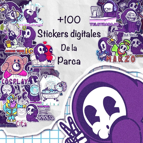 Más de 100 Stickers digitales la Parca (Version española) /stickers digitales / pack de stickers digitales/ stickers para goodnotes