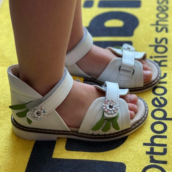 White Girl’s Sandals | Arch Support Insole | Barefoot Shoes | European White Shoes | Hardback | Velcro Sandals | Summer Kids Shoes