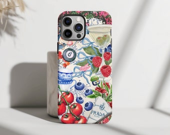 Coquette Martini Collage Phone Case, 8 Ball Aesthetic, Cute Cocktail, iPhone 16 15 14 13 12 11 Pro Max Plus X, Samsung Galaxy S23 S22 Ultra