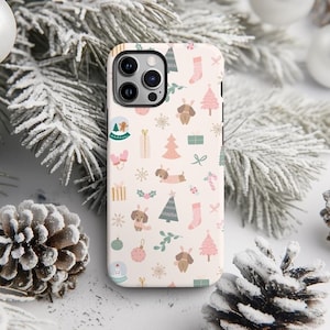 Holiday Themed Phone Case, Festive Christmas, Cozy Winter Aesthetic, iPhone 16 15 14 13 12 11 Pro Max 8 Plus X, Samsung Galaxy S23 S22 Ultra