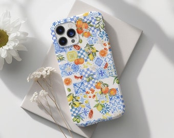 Italian Summer Fruit Collage Phone Case, European Summer, Amalfi Coast, iPhone 16 15 14 13 12 11 Pro Max 8 Plus X Samsung Galaxy S24 S23 S22