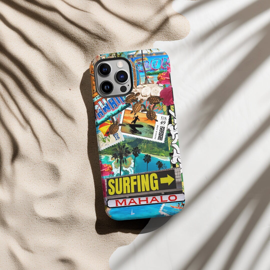 Surfer Collage Phone Case, Hawaii Phone Case, Gift for Beach Lover