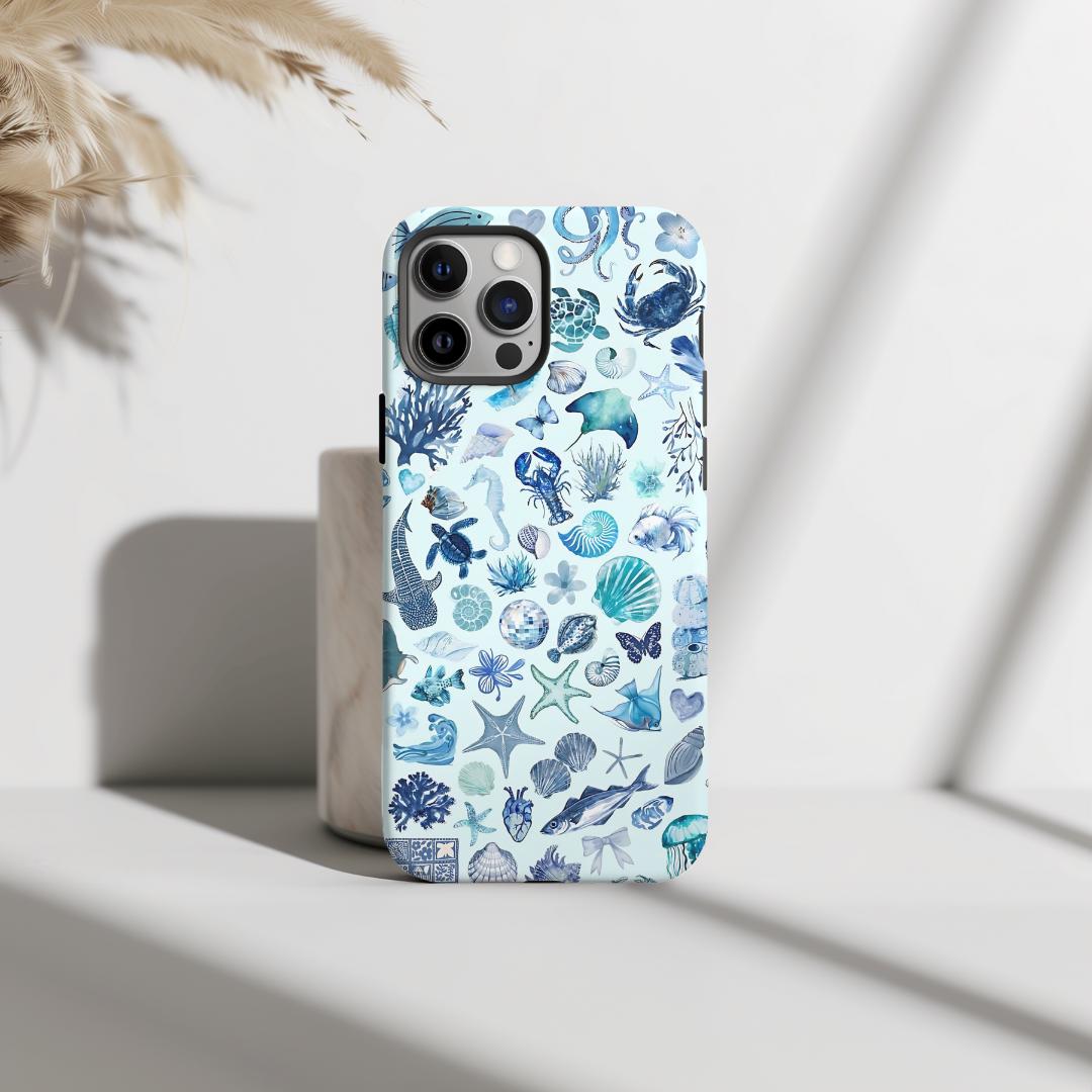 Aazon.co: Coastal Beach Suer Blue Pink Ocean Seashell Aesthetic