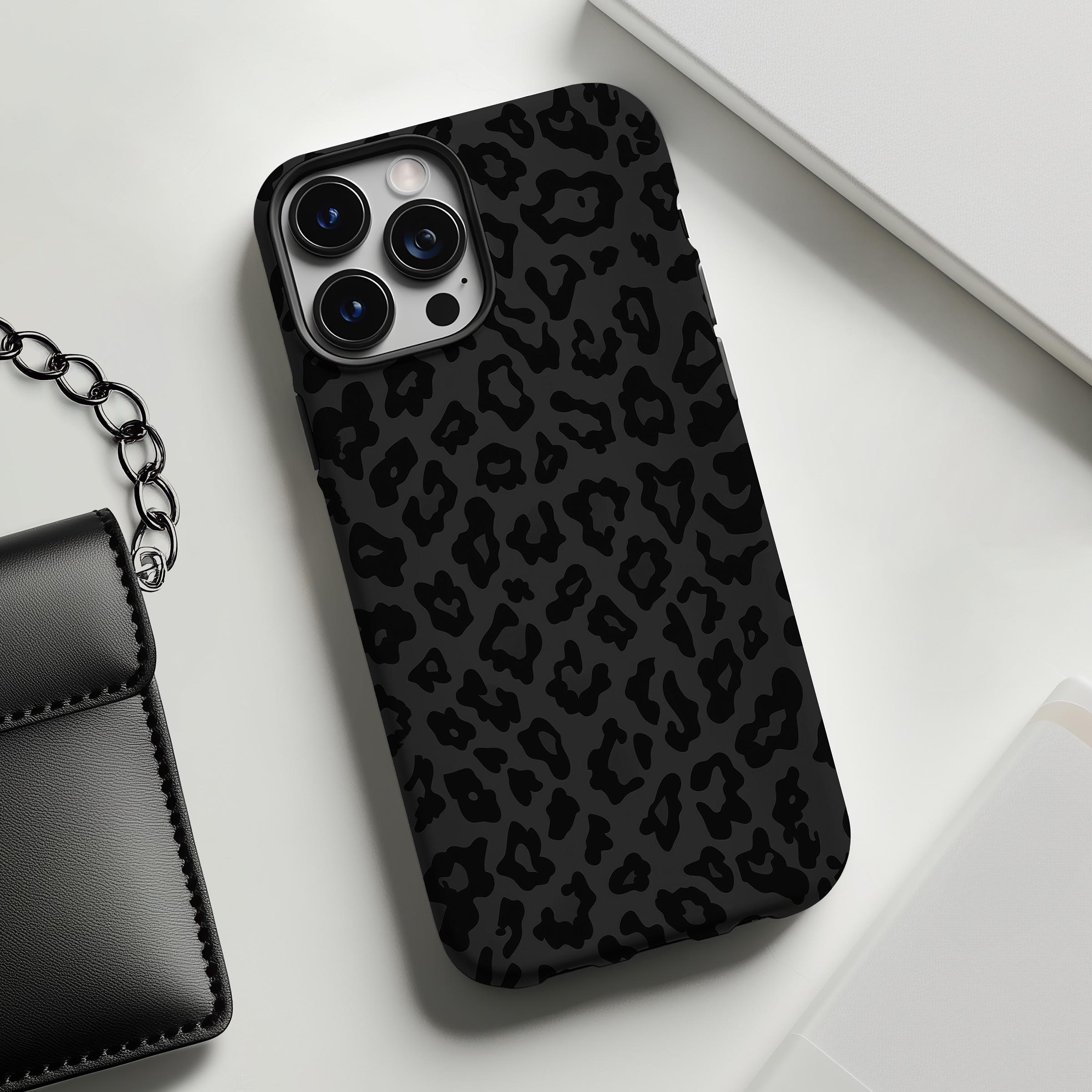 Apple Iphone Matte Black Leopard Phone Case Black Leopard Print Cheetah  Pattern Phone Case Cover For IPhone 16