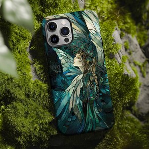 Fairy queen stained glass aesthetic pixie phone case for iPhone 16 15 14 13 12 11 Pro Max X XR XS 8 Samsung S21 S22 S23 S24 S25 Google Pixel
