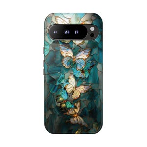 Pretty butterfly stained glass mosaic phone case for iPhone 17 16 15 14 13 12 11 Pro Max X XR XS 8 Samsung S26 S25 S24 S23 S22 Google Pixel image 10
