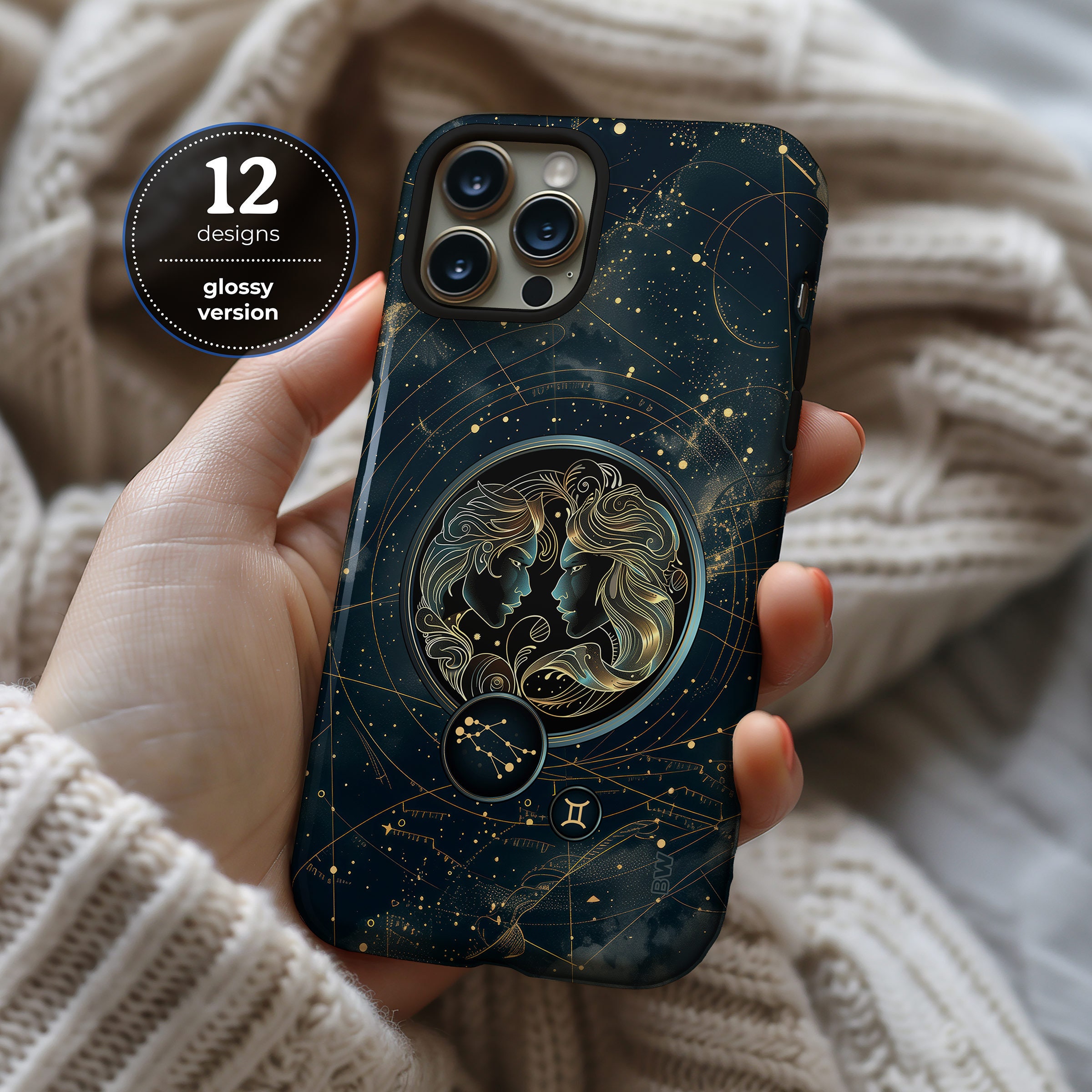 Art deco zodiac glossy horoscope astral aesthetic phone case for iPhone 16 15 14 13 12 11 Pro Max X XR XS 8 Samsung S24 S23 S22 Google Pixel