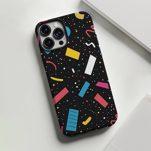 1980s pop art confetti retro 80s aesthetic phone case for iPhone 8 X XR XS 11 12 13 14 15 16 Pro Max Samsung S25 S24 S23 S22 Google Pixel