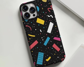 1980s pop art confetti retro 80s aesthetic phone case for iPhone 8 X XR XS 11 12 13 14 15 16 Pro Max Samsung S25 S24 S23 S22 Google Pixel