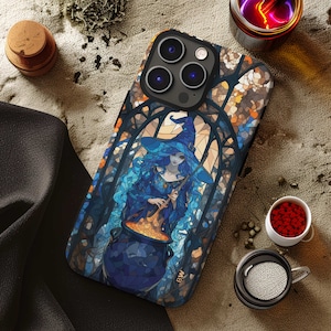 Witch and cauldron Halloween aesthetic phone case for iPhone 16 15 14 13 12 11 Pro Max X XR XS 8, Samsung S20 S21 S22 S23 S24, Google Pixel