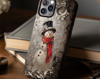 Snowman and red scarf winter holiday Christmas phone case for iPhone 17 16 15 14 13 12 11 Pro Max X Galaxy S26 S25 S24 S23 S22 Google Pixel
