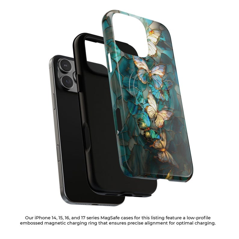 Pretty butterfly stained glass mosaic phone case for iPhone 17 16 15 14 13 12 11 Pro Max X XR XS 8 Samsung S26 S25 S24 S23 S22 Google Pixel image 6