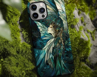 Fairy queen stained glass aesthetic pixie phone case for iPhone 17 16 15 14 13 12 11 Pro Max X XR Samsung S26 S25 S24 S23 S22 Google Pixel