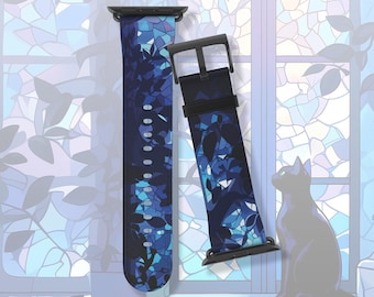 Familiar haunted eaves witchy stained glass Apple Watch band Series 3 4 5 6 7 8 9 10 11 40mm 41mm 42mm 44mm 45mm vegan faux leather strap