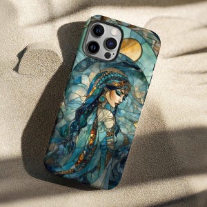 Seer of the sands stained glass aesthetic phone case for iPhone 16 15 14 13 12 11 Pro Max X XR XS 8 Samsung S21 S22 S23 S24 S25 Google Pixel