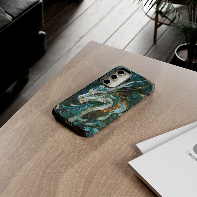 Chinese dragon stained glass mosaic phone case for iPhone 17 16 15 14 13 12 11 Pro Max X XR XS Samsung S26 S25 S24 S23 S22 Google Pixel afbeelding 9