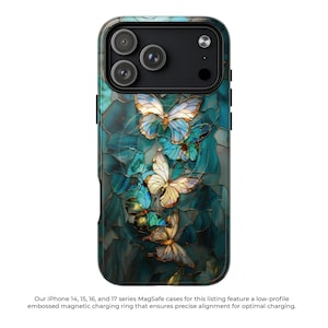 Pretty butterfly stained glass mosaic phone case for iPhone 17 16 15 14 13 12 11 Pro Max X XR XS 8 Samsung S26 S25 S24 S23 S22 Google Pixel image 5
