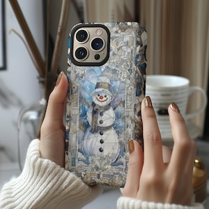 Cute Christmas snowman winter holiday phone case cover for iPhone 8 X XR XS 11 12 13 14 15 16 Pro Max Galaxy S21 S22 S23 S24 Google Pixel