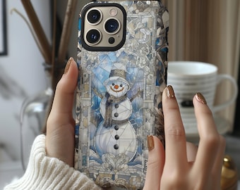 Cute Christmas snowman winter holiday phone case cover for iPhone 8 X XR XS 11 12 13 14 15 16 Pro Max Galaxy S21 S22 S23 S24 Google Pixel