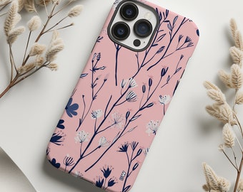 Pretty pink floral aesthetic phone case cover for iPhone 15 14 13 12 11 Pro Max X XR XS 8, Samsung Galaxy S24 S23 S22, Google Pixel