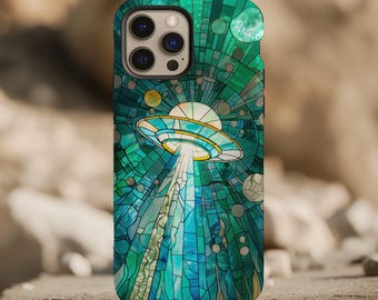UFO alien starseed stained glass aesthetic phone case for iPhone 17 16 15 14 13 12 11 Pro Max X XR Galaxy S26 S25 S24 S23 S22 Google Pixel