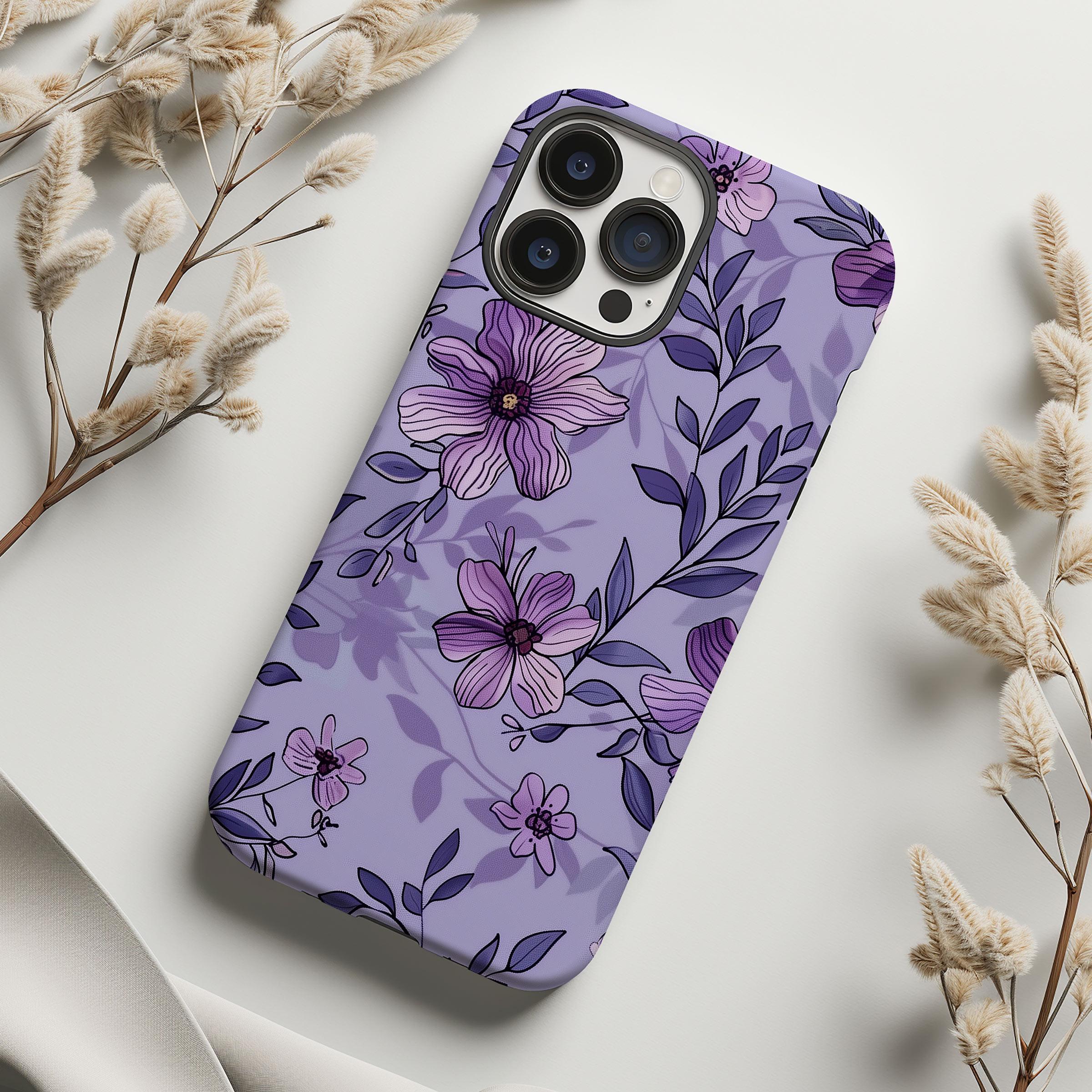 Pretty Lavender Floral Aesthetic Phone Case Cover for iPhone 15 14