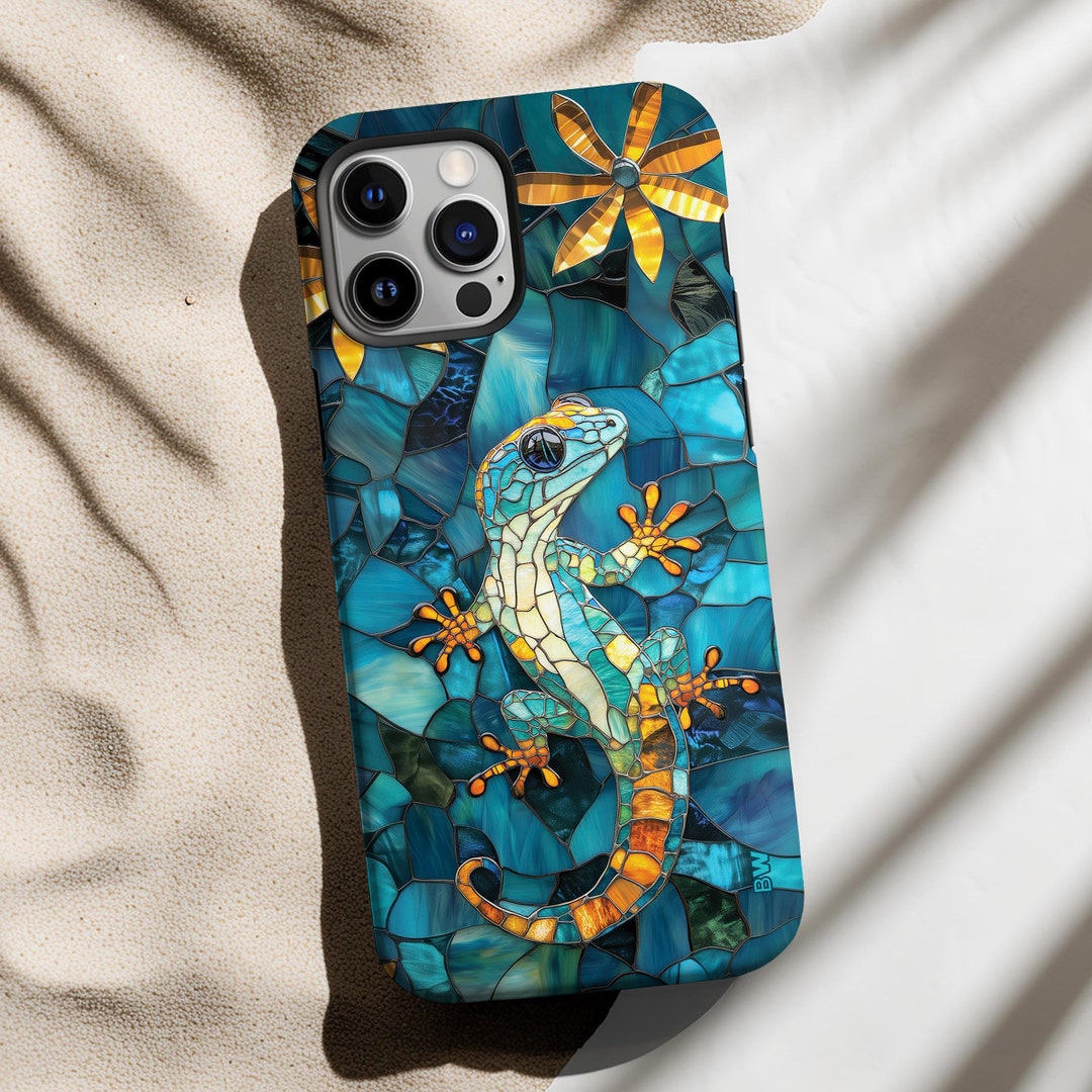 Cute Gecko Stained Glass Mosaic Aesthetic Phone Case for iPhone 8 X XR ...