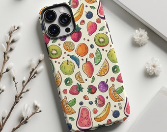 Colorful fruity pattern aesthetic phone case cover for iPhone 15 14 13 12 11 Pro Max X XR XS 8, Samsung Galaxy S24 S23 S22, Google Pixel