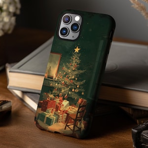 Vintage Christmas tree and presents retro phone case for iPhone 8 X XR XS 11 12 13 14 15 16 Pro Max Galaxy S21 S22 S23 S24 Google Pixel