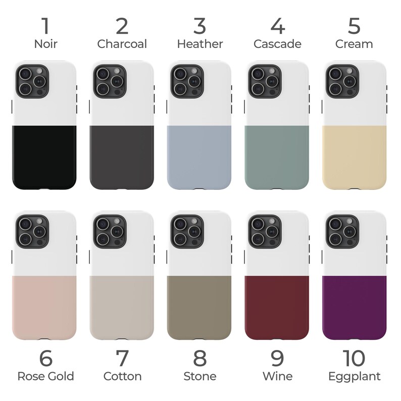 Minimalist horizontal two-tone glossy phone case cover for iPhone X XR 11 12 13 14 15 16 17 Pro Max Galaxy S26 S25 S24 S23 S22 Google Pixel image 2