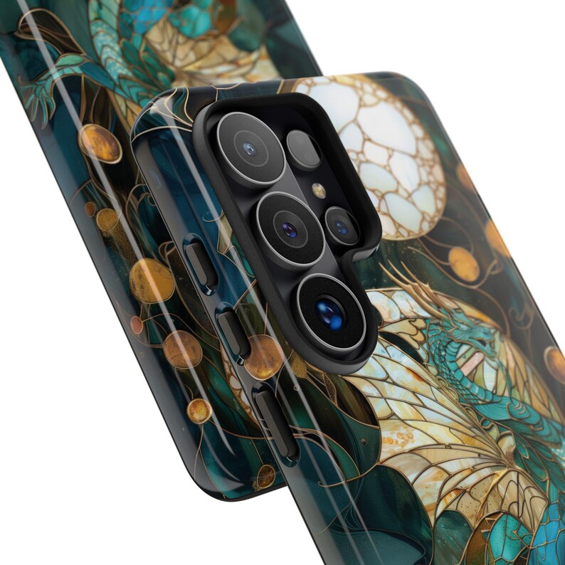 Majestic dragon stained glass mosaic phone case for iPhone 17 16 15 14 13 12 11 Pro Max X XR 8 Galaxy S26 S25 S24 S23 S22 Google Pixel image 7